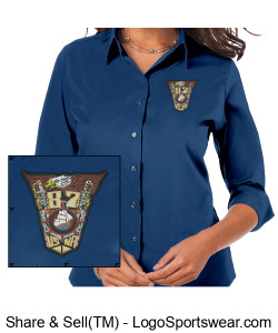 USNA87 Class Crest Ladies 3/4 Sleeve Poplin Shirt Design Zoom